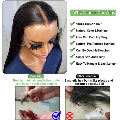 Glueless Wigs Human Hair Lace Frontal Wig Brazilian Straight Human Hair Wig HD 13X4 Lace Front Wig 4X4 Gluless Wig Ready To Wear