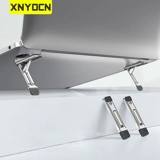 Xnyocn Laptop Stand Aluminum Alloy Mini Folding Holder 3 Height Adjustment Notebooks Bracket Accessories For Macbook Smart Phone