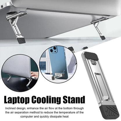 Xnyocn Laptop Stand Aluminum Alloy Mini Folding Holder 3 Height Adjustment Notebooks Bracket Accessories For Macbook Smart Phone